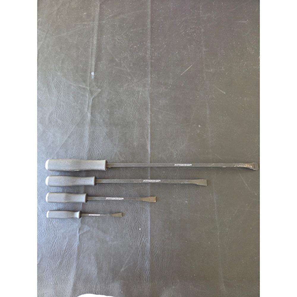 Pittsburgh 4 Piece Heavy Duty Pry Bar Set Black‎ 8" 12" 18" 24" Angled Tip Tools